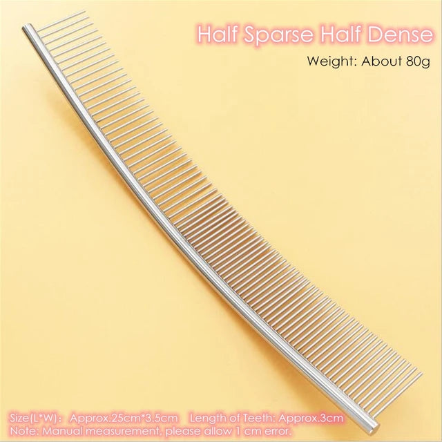 Stainless Steel Grooming Comb (Curved)