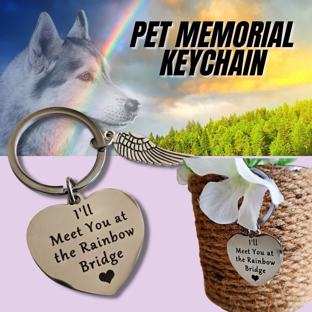 Memorial Rainbow Bridge Key Chain for Loss of a Beloved Pet