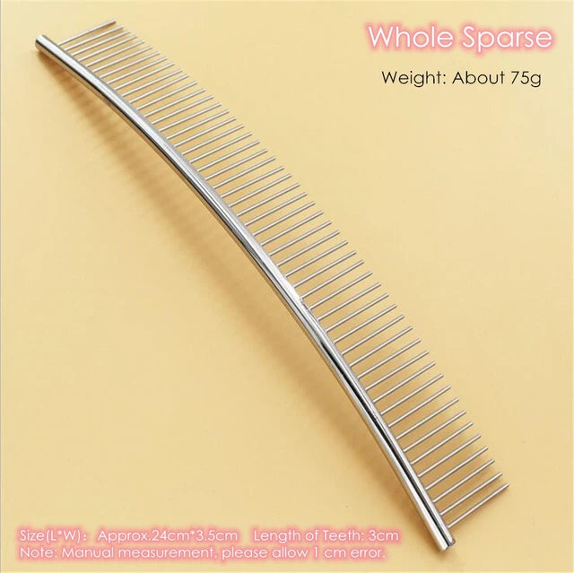 Stainless Steel Grooming Comb (Curved)