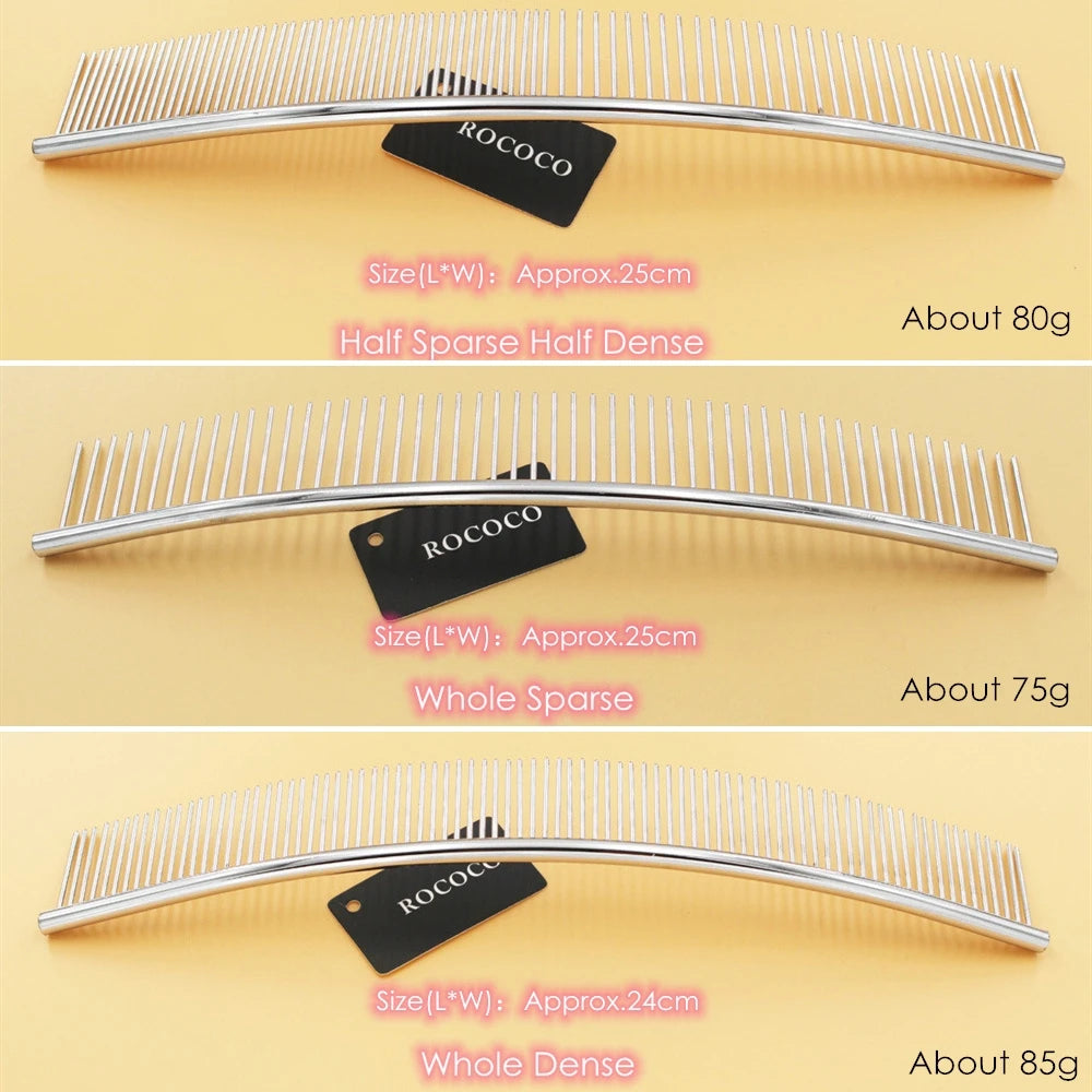 Stainless Steel Grooming Comb (Curved)