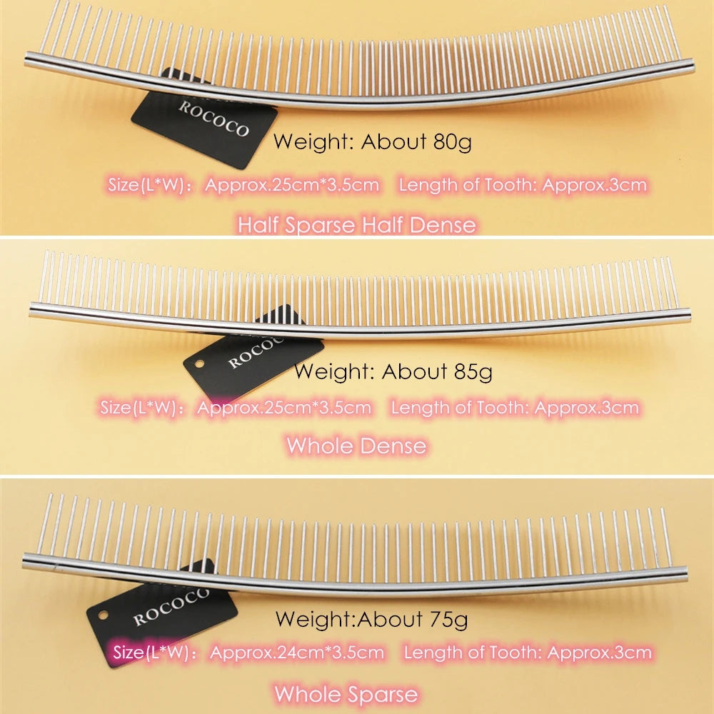 Stainless Steel Grooming Comb (Curved)